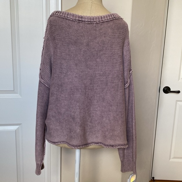 Mustard Seed Distressed Sweater Womens L Dusty Rose Faded Boho Oversized boxy - Picture 2 of 8
